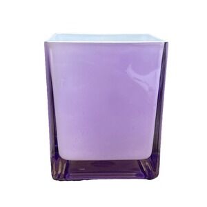 Teleflora Purple Frosted Glass Square Vase Planter 4.5" Modern Floral Decor